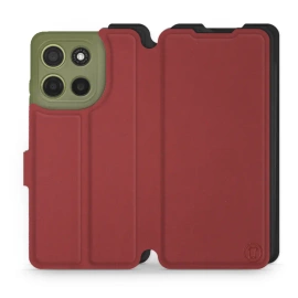 Hülle für Motorola Moto G15 - Farbe Dunkelrot mit Schwarz