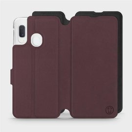 Hülle für Samsung Galaxy A20e - Farbe Burgund mit Schwarz