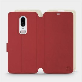 Hülle für OnePlus 6 A6000 - Farbe Dunkelrot mit Platin