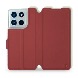 Hülle für Motorola Moto G56 5G - Farbe Dunkelrot mit Platin