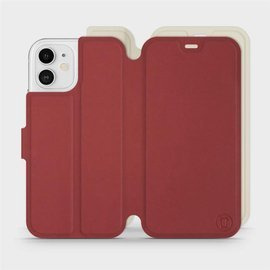 Hülle für Apple iPhone 12 - Farbe Dunkelrot mit Platin