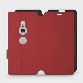 Hülle für Sony Xperia XZ2 - Farbe Dunkelrot mit Schwarz