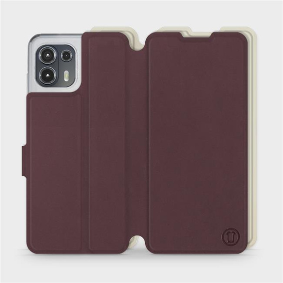 Hülle für Motorola Edge 20 Lite - Farbe Burgund mit Platin