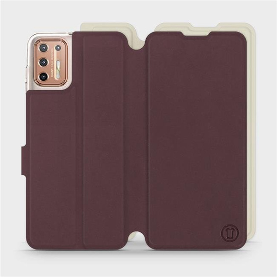 Hülle für Motorola Moto G9 Plus - Farbe Burgund mit Platin