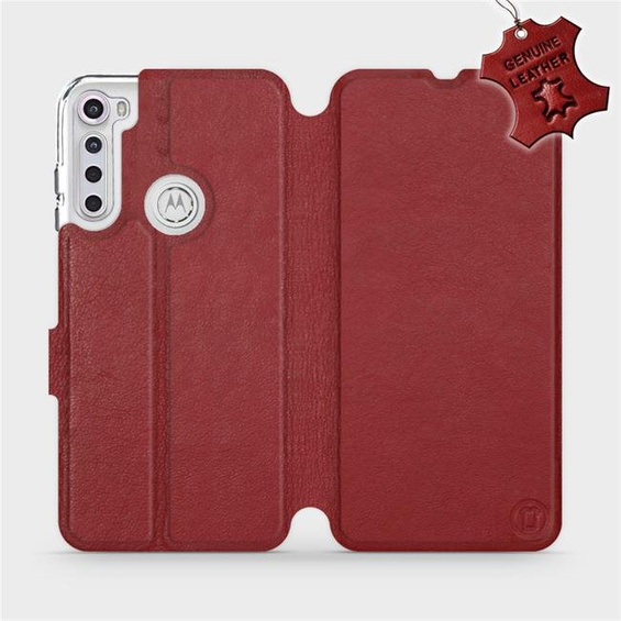 Hülle für Motorola One Fusion Plus - Farbe Dark Red Leather