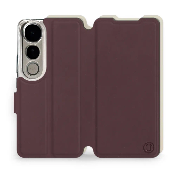 Hülle für Vivo V50 Lite - Farbe Burgund mit Platin