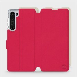 Hülle für Motorola Edge - Farbe Rot mit Platin