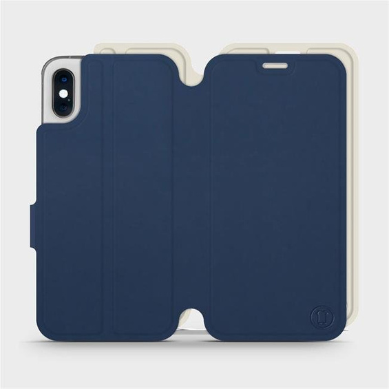Hülle für Apple iPhone X - Farbe Marineblau mit Platin