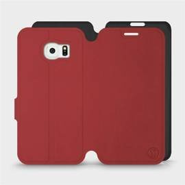 Hülle für Samsung Galaxy S6 Edge - Farbe Dunkelrot mit Schwarz