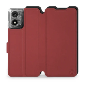 Hülle für Motorola Moto E14 - Farbe Dunkelrot mit Schwarz