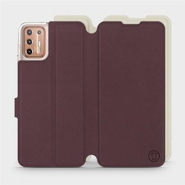 Hülle für Motorola Moto G9 Plus - Farbe Burgund mit Platin
