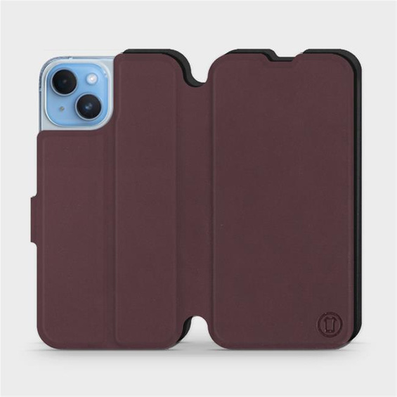 Hülle für Apple iPhone 14 - Farbe Burgund mit Schwarz