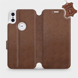 Hülle für Motorola One - Farbe Brown Leather