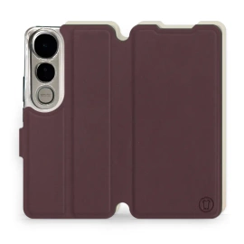 Hülle für Vivo V50 Lite - Farbe Burgund mit Platin