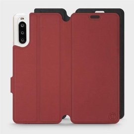 Hülle für Sony Xperia 10 II - Farbe Dunkelrot mit Schwarz