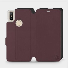 Hülle für Xiaomi Mi A2 - Farbe Burgund mit Schwarz