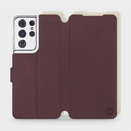 Hülle für Samsung Galaxy S21 Ultra - Farbe Burgund mit Platin