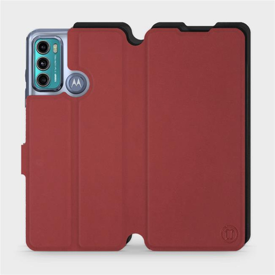 Hülle für Motorola Moto G60 - Farbe Dunkelrot mit Schwarz