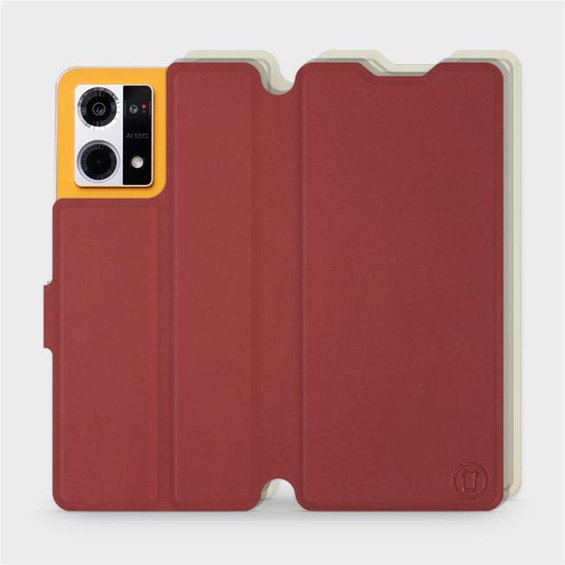 Hülle für Oppo Reno 7 4G - Farbe Dunkelrot mit Platin