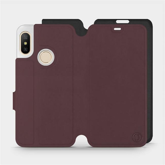 Hülle für Xiaomi Mi A2 Lite - Farbe Burgund mit Schwarz