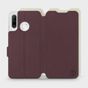 Hülle für Huawei P30 Lite - Farbe Burgund mit Platin