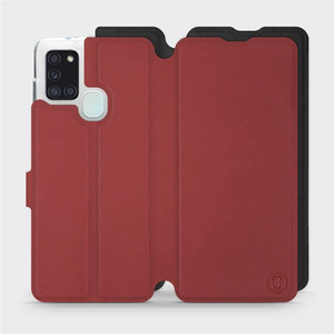 Hülle für Samsung Galaxy A21S - Farbe Dunkelrot mit Schwarz