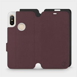 Hülle für Xiaomi Mi A2 Lite - Farbe Burgund mit Schwarz