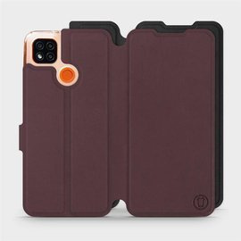 Hülle für Xiaomi Redmi 9C - Farbe Burgund mit Schwarz