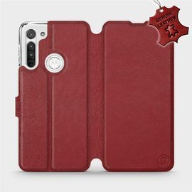 Hülle für Motorola Moto G8 - Farbe Dark Red Leather