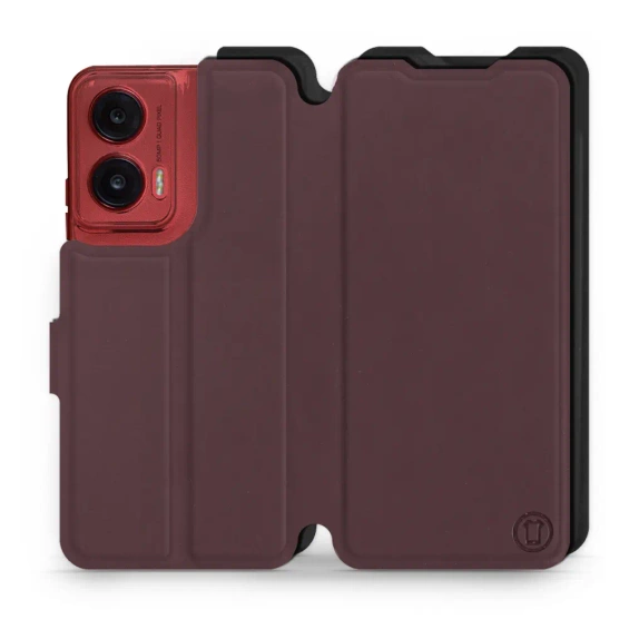 Hülle für Motorola Moto G35 5G - Farbe Burgund mit Schwarz