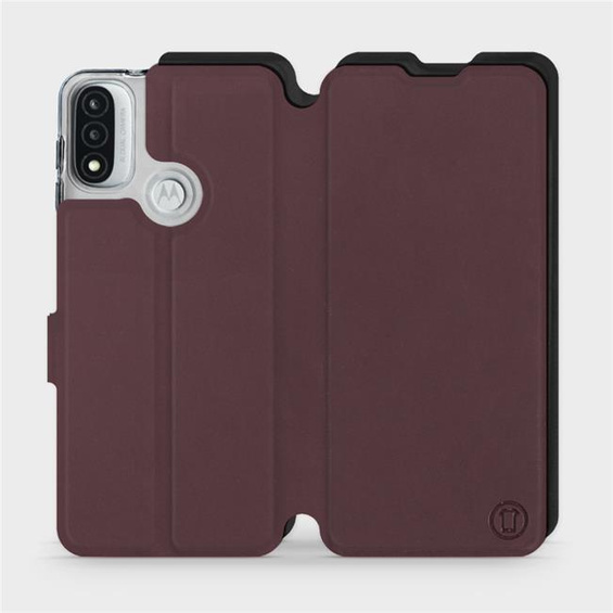Hülle für Motorola Moto E20 - Farbe Burgund mit Schwarz