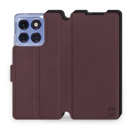 Hülle für Motorola Edge 60 Pro - Farbe Burgund mit Schwarz
