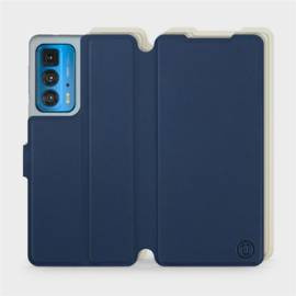 Hülle für Motorola Edge 20 Pro - Farbe Marineblau mit Platin