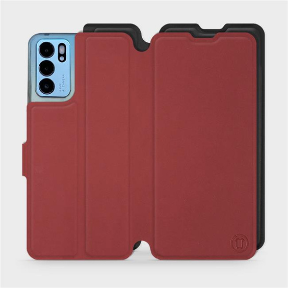 Hülle für OPPO Reno 6 5G - Farbe Dunkelrot mit Schwarz