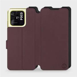 Hülle für Xiaomi POCO C40 - Farbe Burgund mit Schwarz