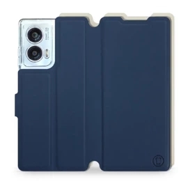 Hülle für Motorola Edge 50 Fusion - Farbe Marineblau mit Platin