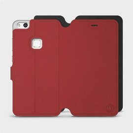 Hülle für Huawei P10 Lite - Farbe Dunkelrot mit Schwarz