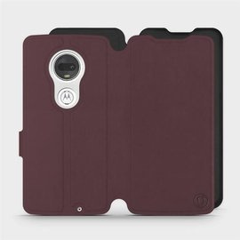 Hülle für Motorola Moto G7 Plus - Farbe Burgund mit Schwarz