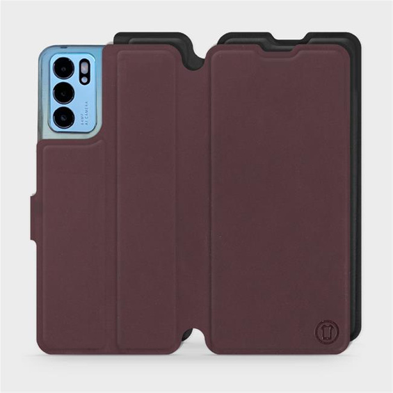 Hülle für OPPO Reno 6 5G - Farbe Burgund mit Schwarz