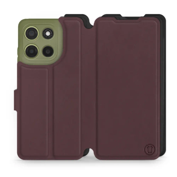 Hülle für Motorola Moto G15 - Farbe Burgund mit Schwarz