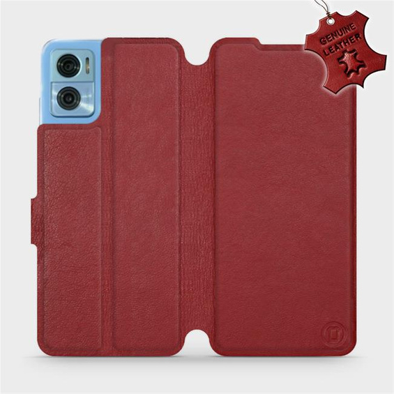 Hülle für Motorola Moto E22 - Farbe Dark Red Leather