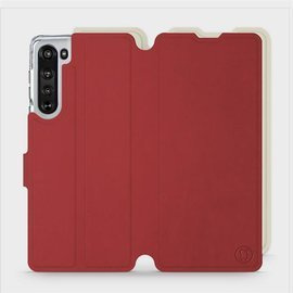 Hülle für Motorola Edge - Farbe Dunkelrot mit Platin