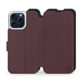 Hülle für Apple iPhone 15 Pro Max - Farbe Burgund mit Schwarz