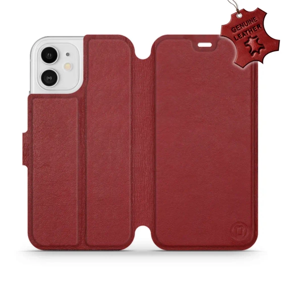 Hülle für Apple iPhone 12 - Farbe Dark Red Leather
