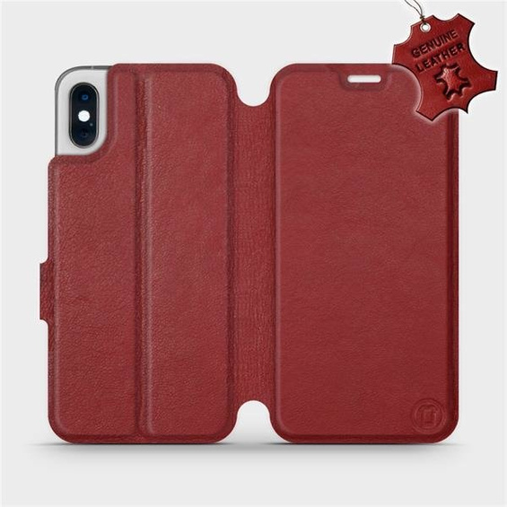 Hülle für Apple iPhone X - Farbe Dark Red Leather