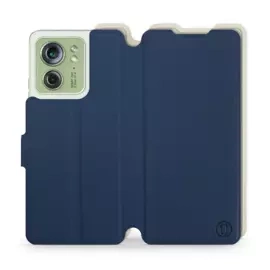 Hülle für Motorola Edge 40 - Farbe Marineblau mit Platin