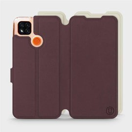 Hülle für Xiaomi Redmi 9C - Farbe Burgund mit Platin