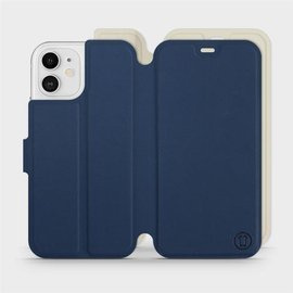 Hülle für Apple iPhone 12 - Farbe Marineblau mit Platin