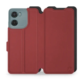 Hülle für Motorola Moto G05 - Farbe Dunkelrot mit Schwarz