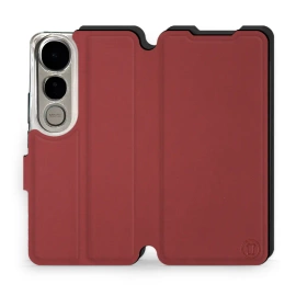 Hülle für Vivo V50 Lite - Farbe Dunkelrot mit Schwarz